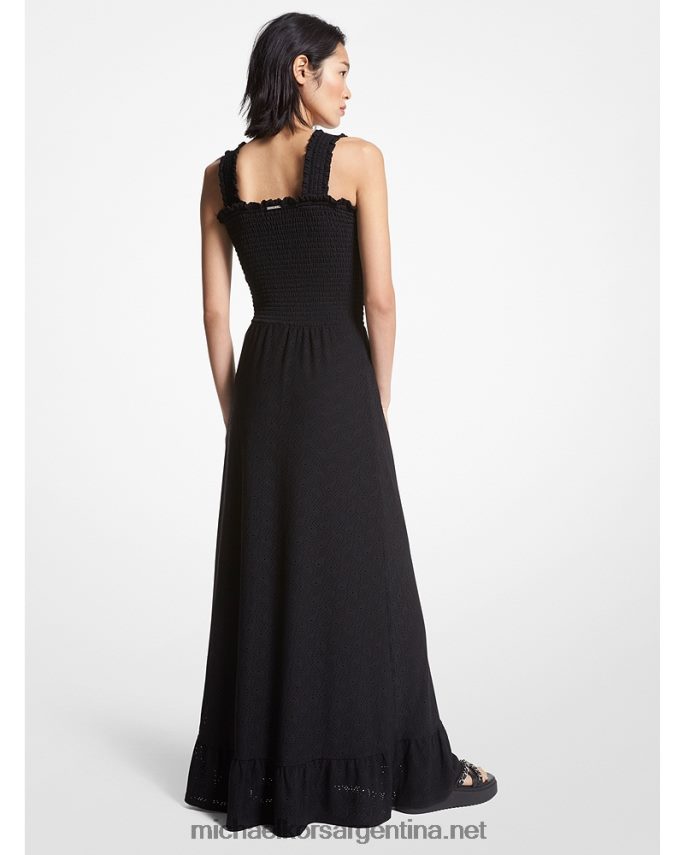 mujer negro vestido tejido fruncido con ojales de cachemira Michael Kors T46HB014