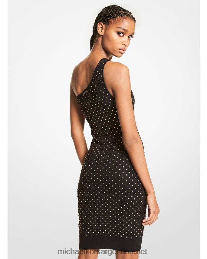 mujer oro negro vestido de mezcla de viscosa elástica con tachuelas Michael Kors T46HB0133