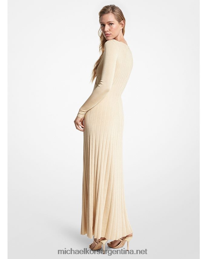 mujer oro vestido largo de punto metalizado con aros Michael Kors T46HB042