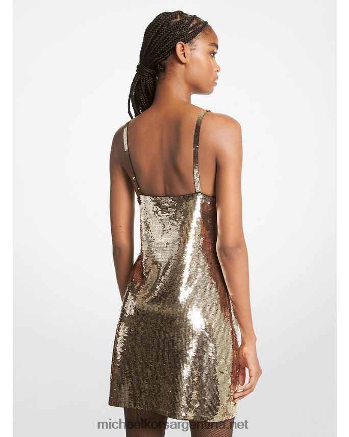 mujer oro vestido sin mangas de malla con lentejuelas Michael Kors T46HB0143