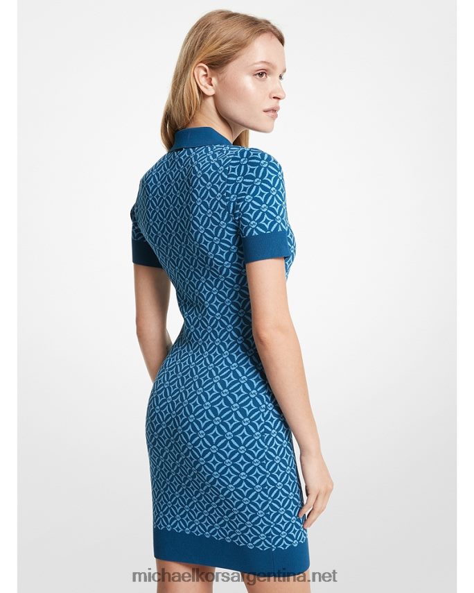 mujer río azul vestido tipo polo con logo en jacquard Michael Kors T46HB0146
