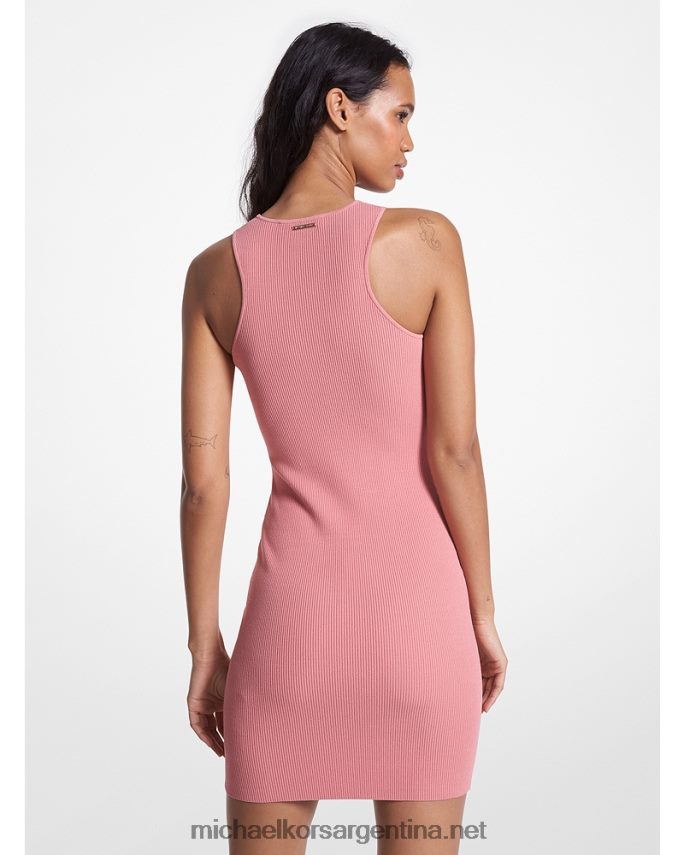 mujer rosa polvorienta vestido sin mangas de punto de canalé con espalda nadadora Michael Kors T46HB060