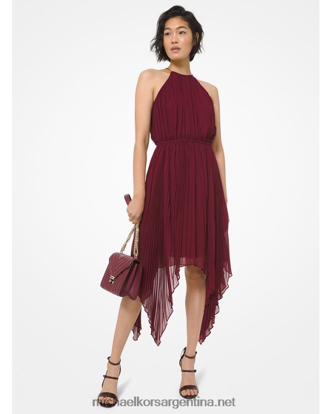 mujer rubí oscuro vestido de georgette con pañuelo Michael Kors T46HB0189