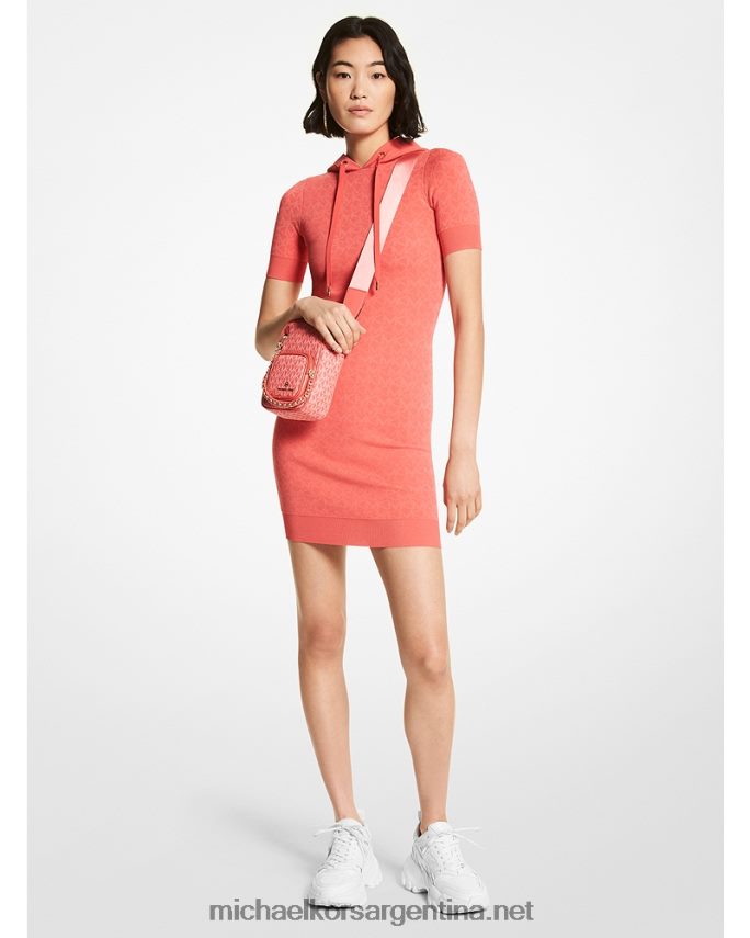 mujer sangría vestido con capucha y logo en jacquard Michael Kors T46HB0149