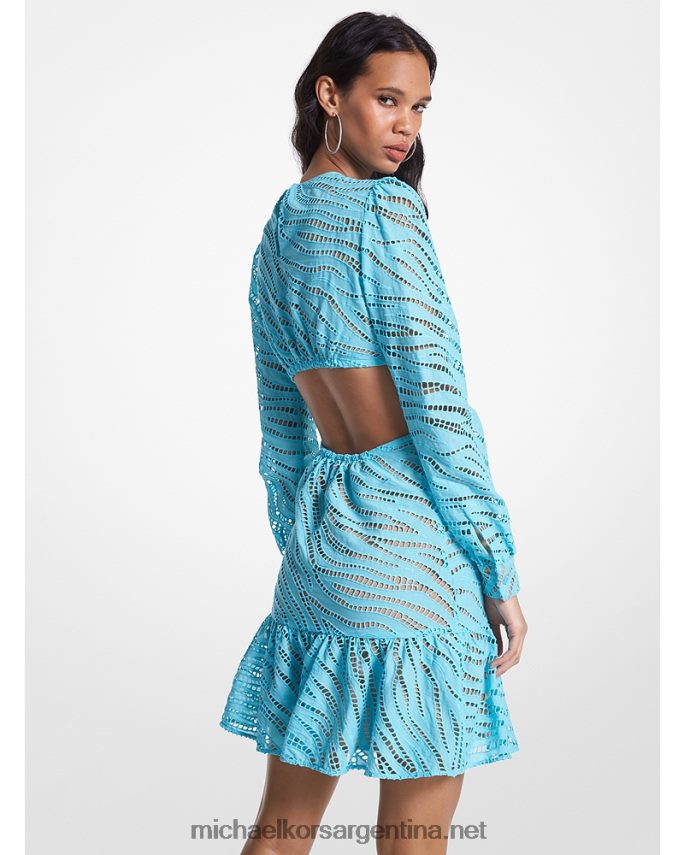 mujer turquesa vestido con aberturas y ojales de cebra Michael Kors T46HB070