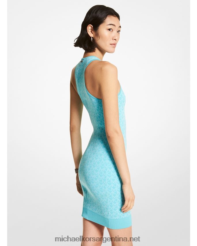 mujer turquesa vestido sin mangas con logo en jacquard Michael Kors T46HB092