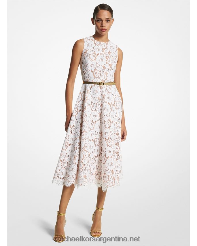 unisexo Blanco óptico vestido de danza de encaje floral de mezcla de algodón de la colección Michael Kors T46HB03427
