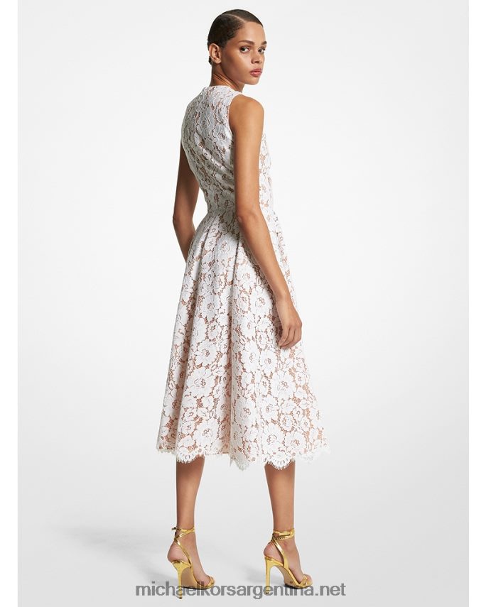 unisexo Blanco óptico vestido de danza de encaje floral de mezcla de algodón de la colección Michael Kors T46HB03427