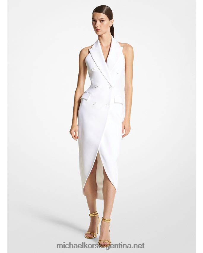 unisexo Blanco óptico vestido de esmoquin con cuello halter de crepé doble de la colección Michael Kors T46HB03439