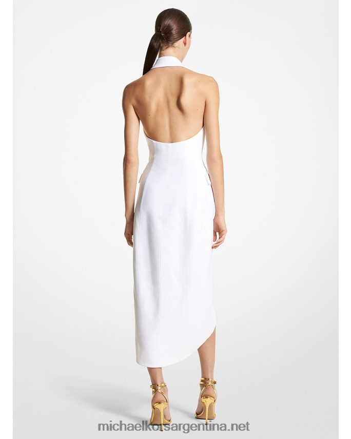 unisexo Blanco óptico vestido de esmoquin con cuello halter de crepé doble de la colección Michael Kors T46HB03439