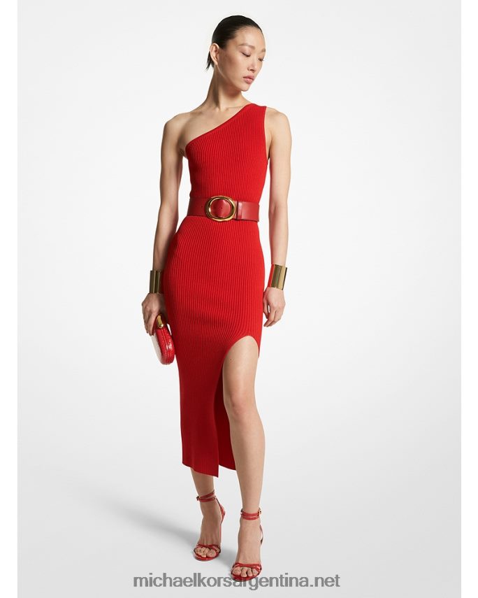 unisexo amapola vestido con abertura asimétrica en crepé de viscosa elástica de canalé collection Michael Kors T46HB03476