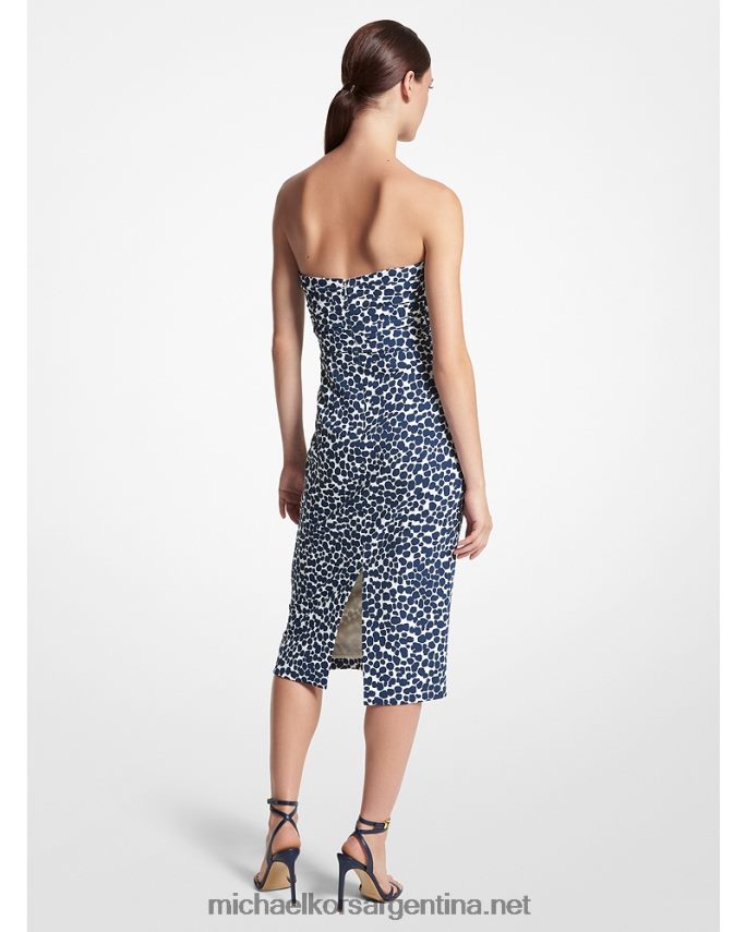 unisexo azul marino/blanco op vestido de cady stretch con estampado de guepardo Michael Kors T46HB03661