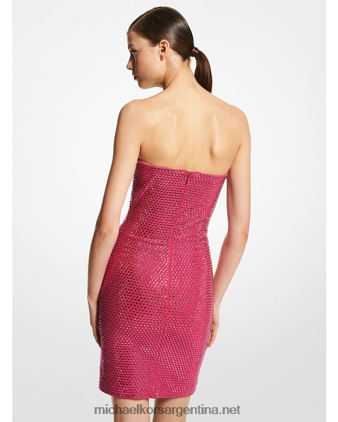 unisexo fucsia Minivestido sin tirantes de jersey de crepé con adornos de cristales de la colección Michael Kors T46HB03639