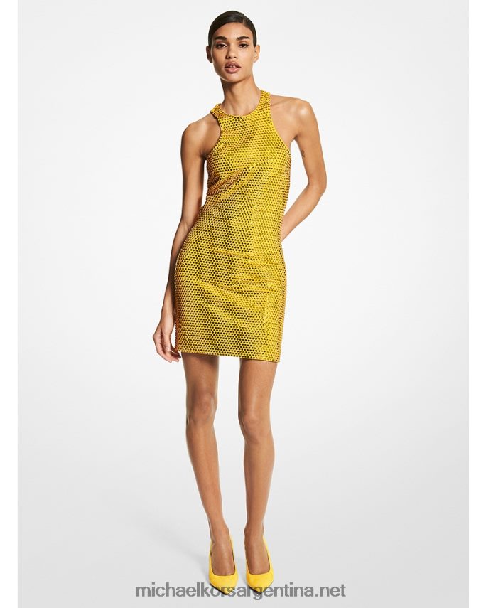 unisexo maravilla vestido corto de jersey de crepé con adornos de cristales Michael Kors T46HB03636