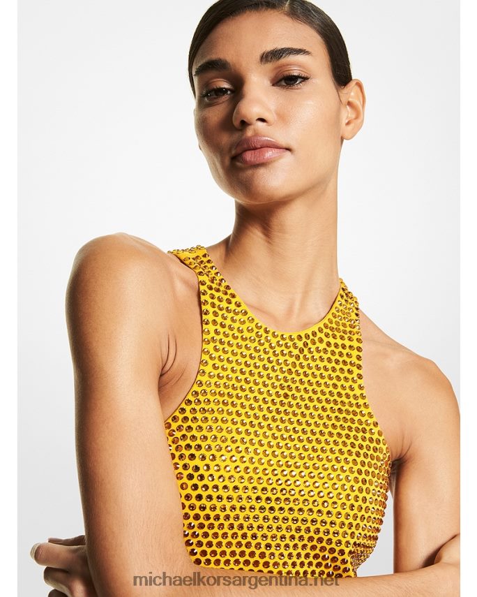 unisexo maravilla vestido corto de jersey de crepé con adornos de cristales Michael Kors T46HB03636