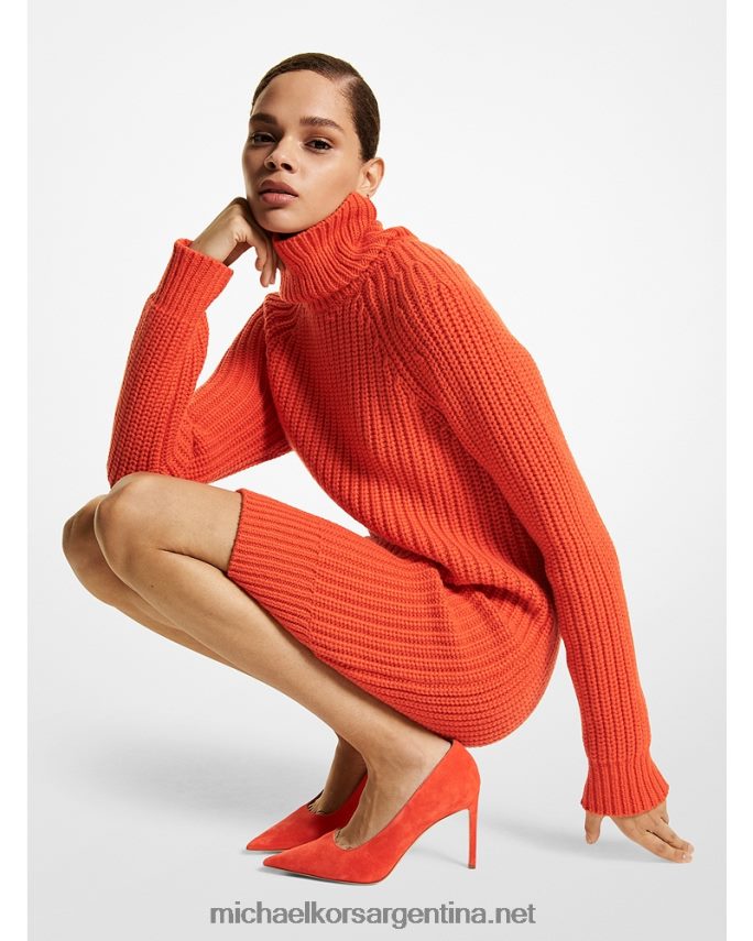 unisexo naranja vestido de cuello alto de cachemira de la colección Michael Kors T46HB03641