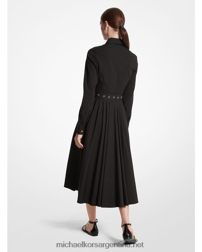 unisexo negro Vestido camisero cargo de popelina de algodón orgánico elástico Collection Michael Kors T46HB03392
