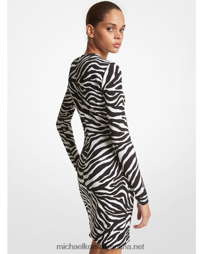 unisexo negro/blanco óptico vestido recto de punto mate elástico de cebra de la colección Michael Kors T46HB03585