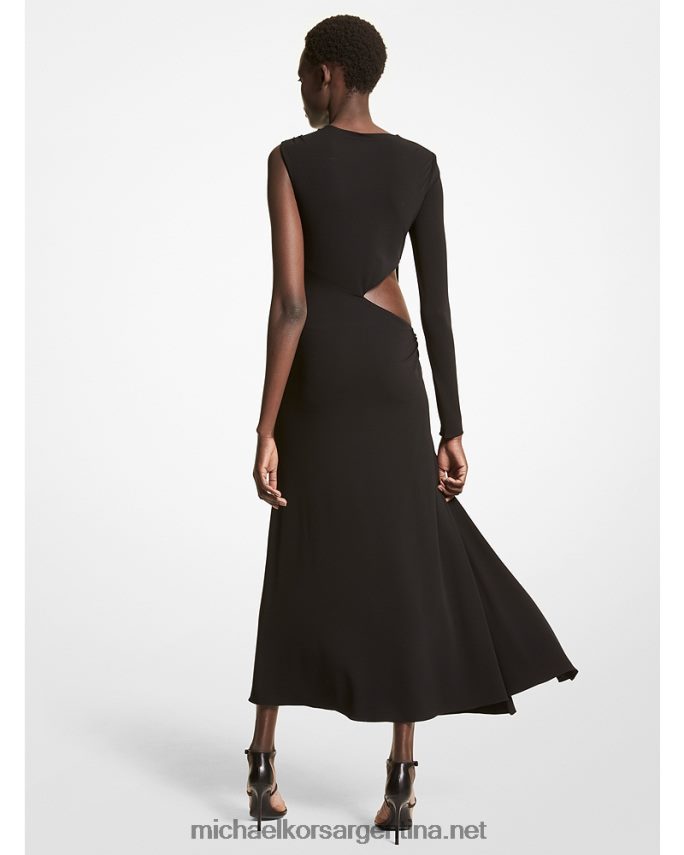 unisexo negro vestido asimétrico de jersey elástico mate de la colección Michael Kors T46HB03599