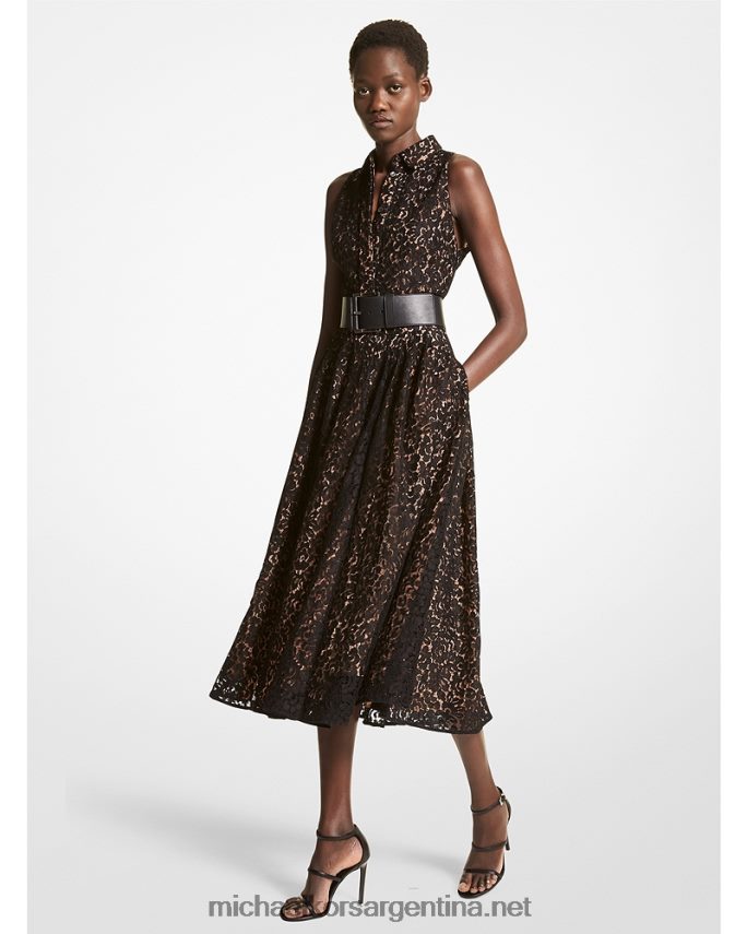 unisexo negro vestido camisero colección encaje floral Michael Kors T46HB03646