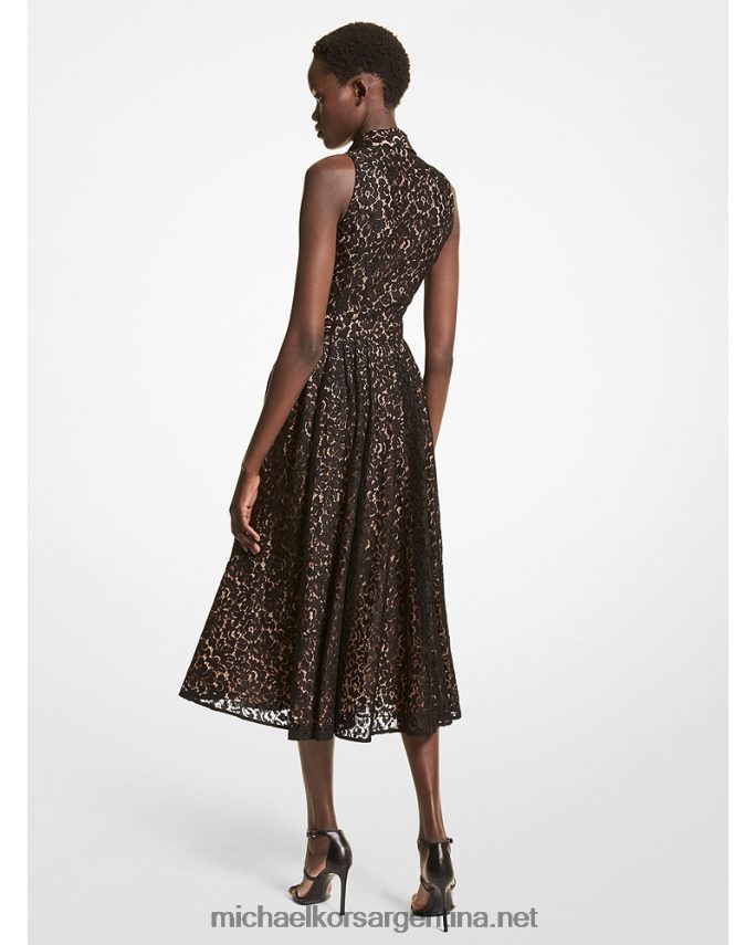 unisexo negro vestido camisero colección encaje floral Michael Kors T46HB03646