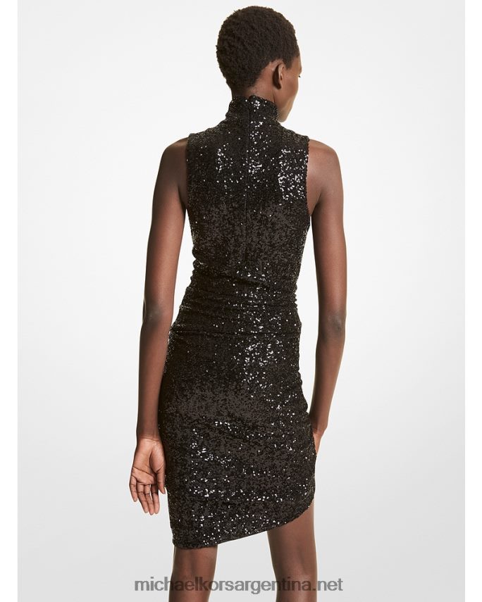 unisexo negro vestido de tul elástico con bordado de paillette de la colección Michael Kors T46HB03589