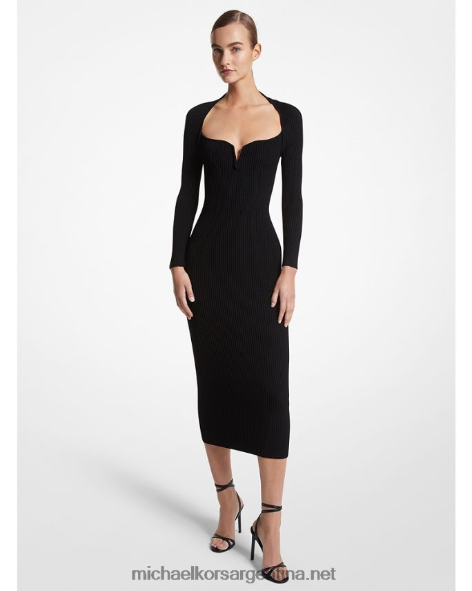 unisexo negro vestido de viscosa elástica de canalé collection Michael Kors T46HB03389