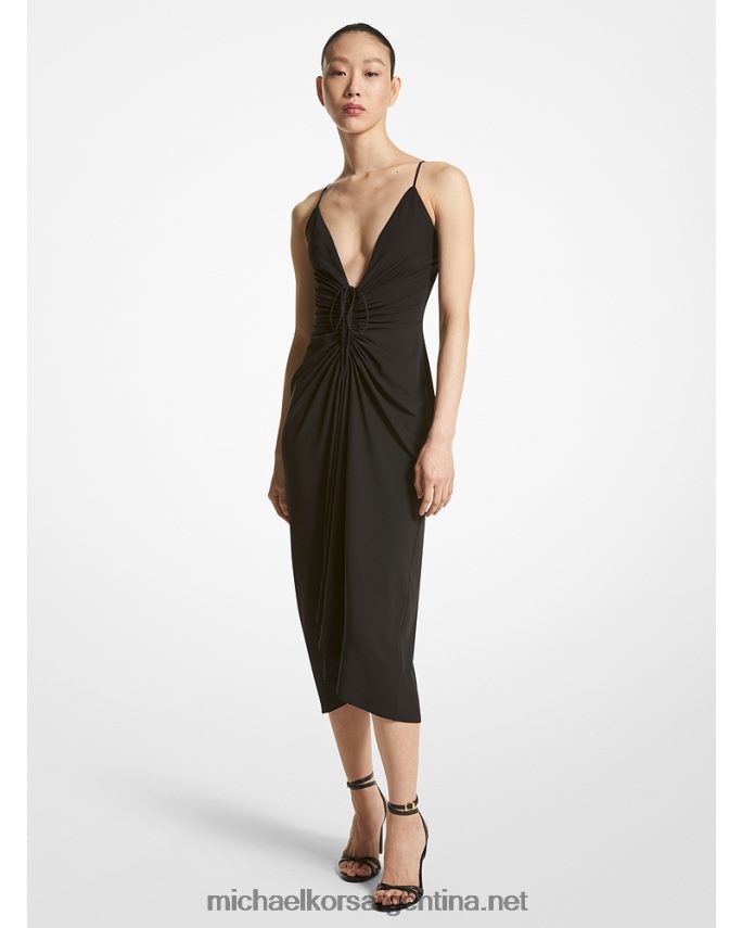 unisexo negro vestido fruncido de punto mate elástico de la colección Michael Kors T46HB03385