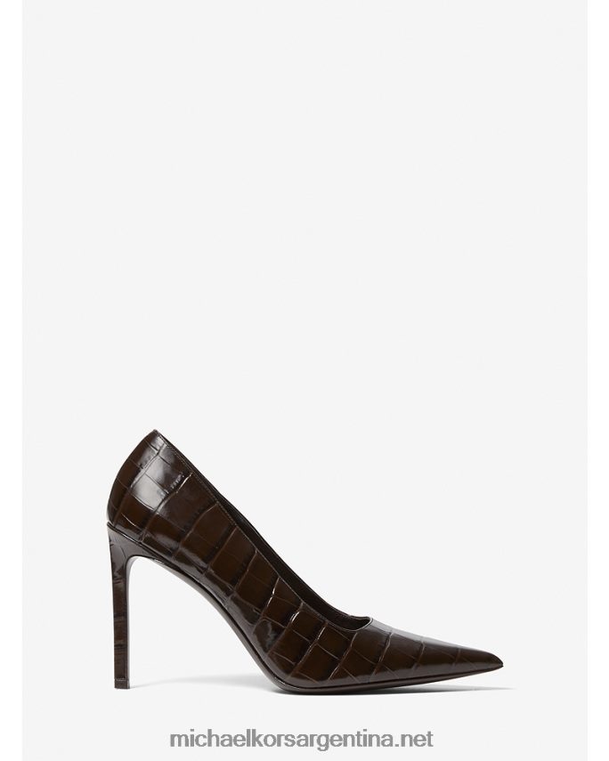 mujer chocolate salón collection martine de piel grabada de cocodrilo Michael Kors T46HB02318
