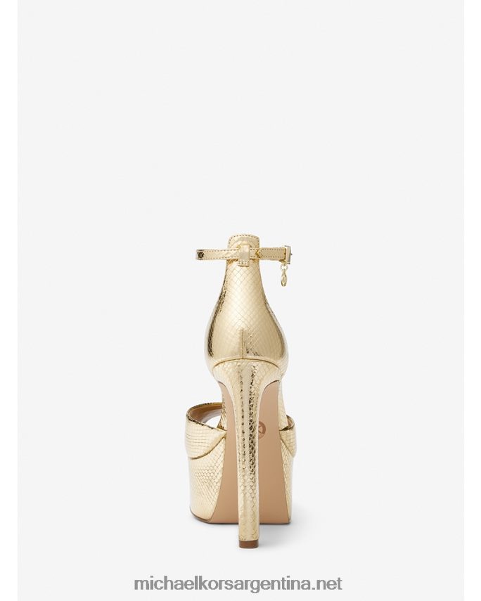 mujer oro pálido Zapatos de tacón peep-toe con plataforma martina de piel grabada con serpiente metalizada Michael Kors T46HB02280