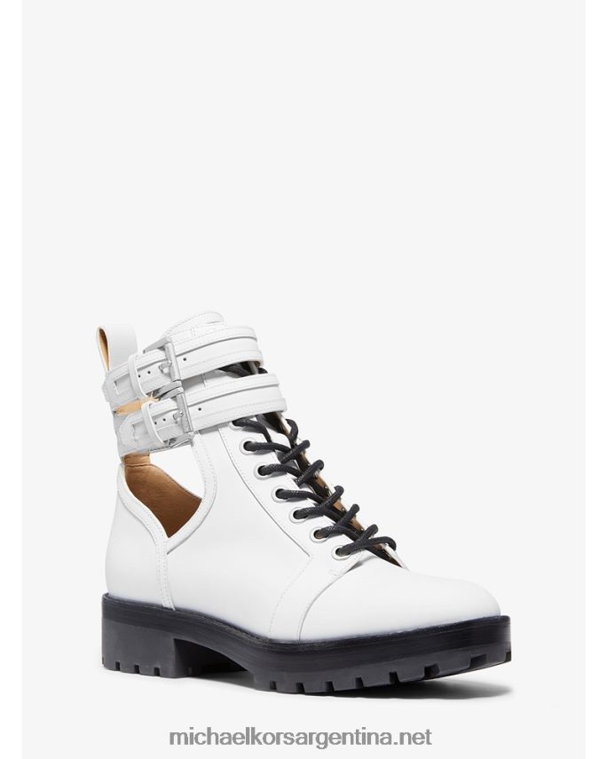 mujer Blanco óptico bota de combate de cuero bensen Michael Kors T46HB02216