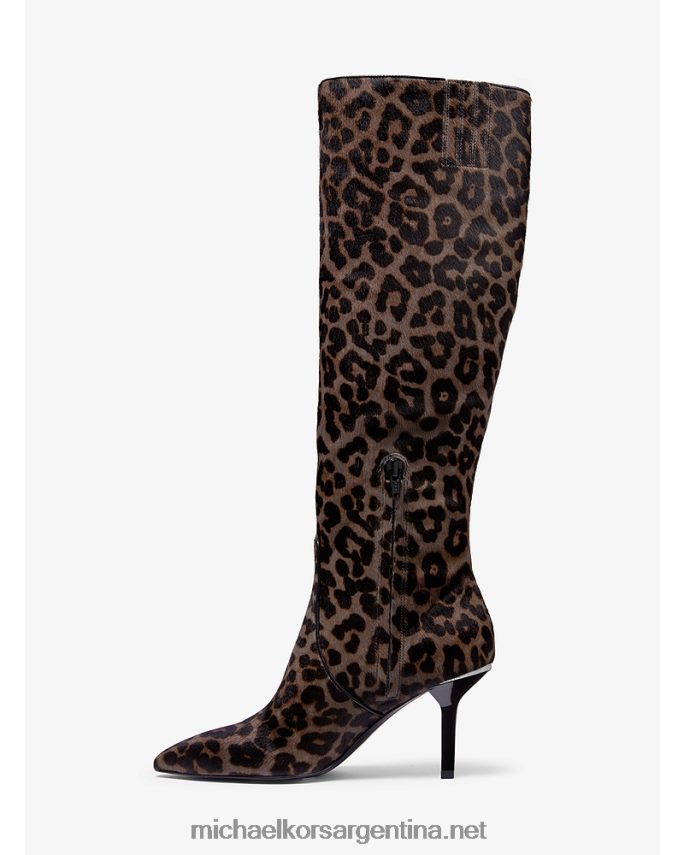 mujer Perla gris botas katerina de pelo de becerro con estampado de leopardo Michael Kors T46HB02146