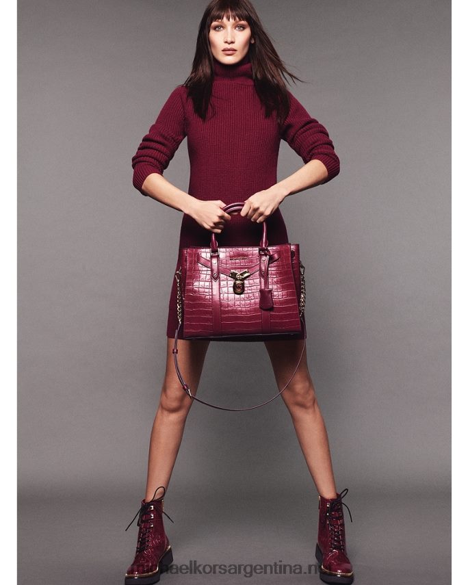 mujer baya oscura bota militar haskell de piel de cocodrilo en relieve Michael Kors T46HB02208