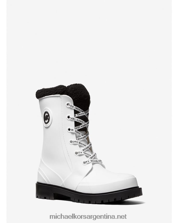 mujer blanco óptico/negro bota de lluvia de pvc con forro de borrego sintético montaigne Michael Kors T46HB02152