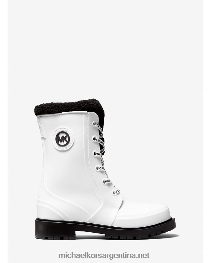 mujer blanco óptico/negro bota de lluvia de pvc con forro de borrego sintético montaigne Michael Kors T46HB02152