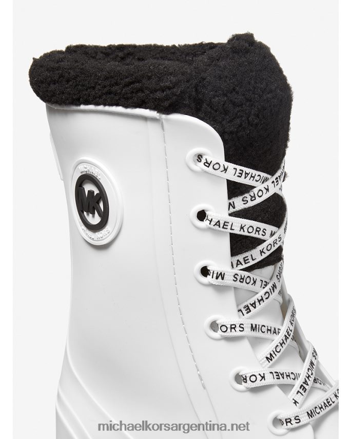 mujer blanco óptico/negro bota de lluvia de pvc con forro de borrego sintético montaigne Michael Kors T46HB02152