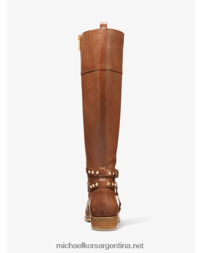 mujer castaña bota Preston de piel con tachuelas Michael Kors T46HB02183
