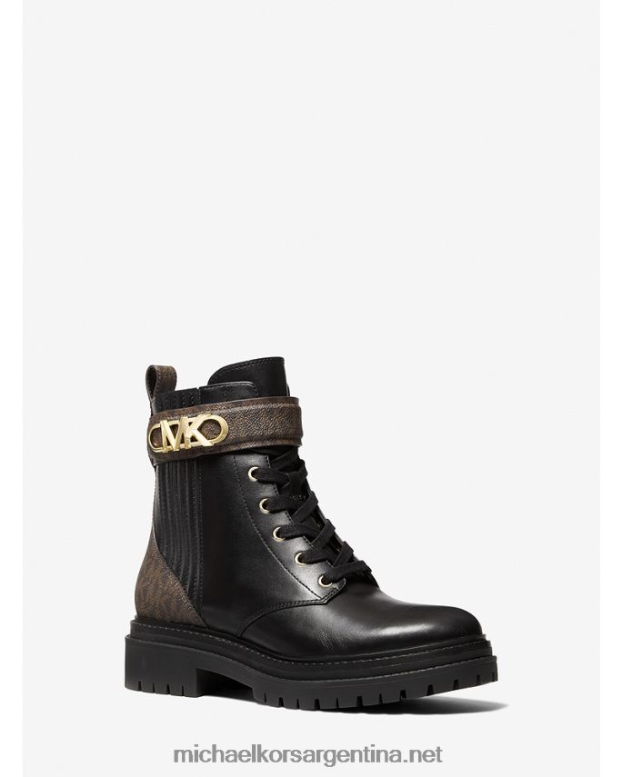 mujer marrón oscuro bota de combate de cuero parker Michael Kors T46HB02114