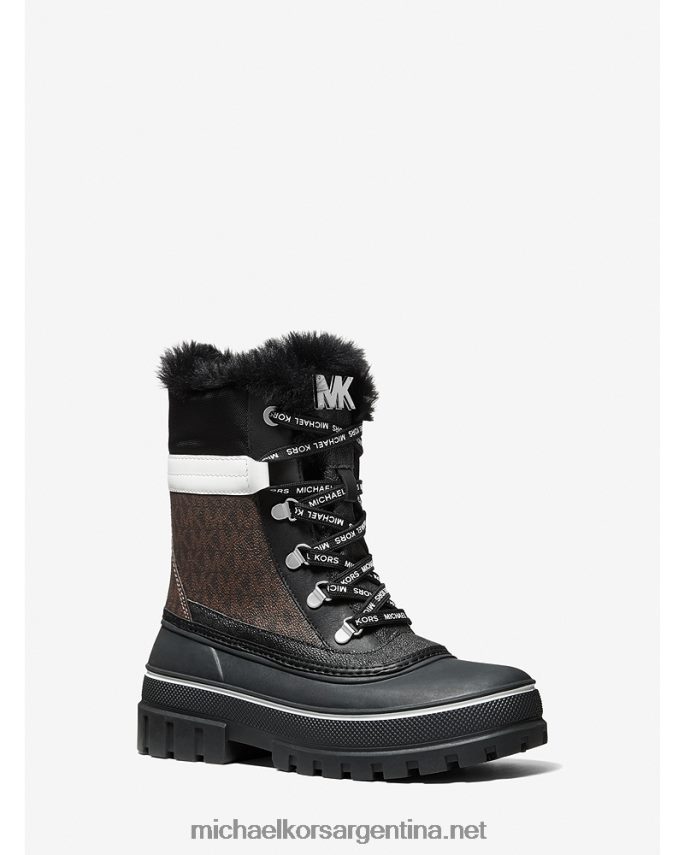 mujer marrón oscuro botas de nieve con forro de piel sintética y logo ozzie Michael Kors T46HB02187