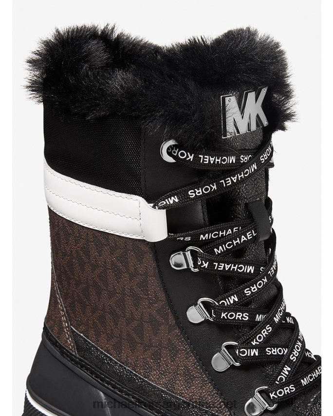 mujer marrón oscuro botas de nieve con forro de piel sintética y logo ozzie Michael Kors T46HB02187