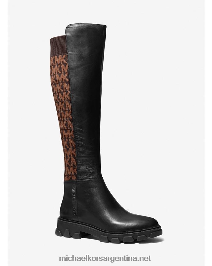 mujer marrón oscuro botas ridley de piel y jacquard con logo Michael Kors T46HB02121
