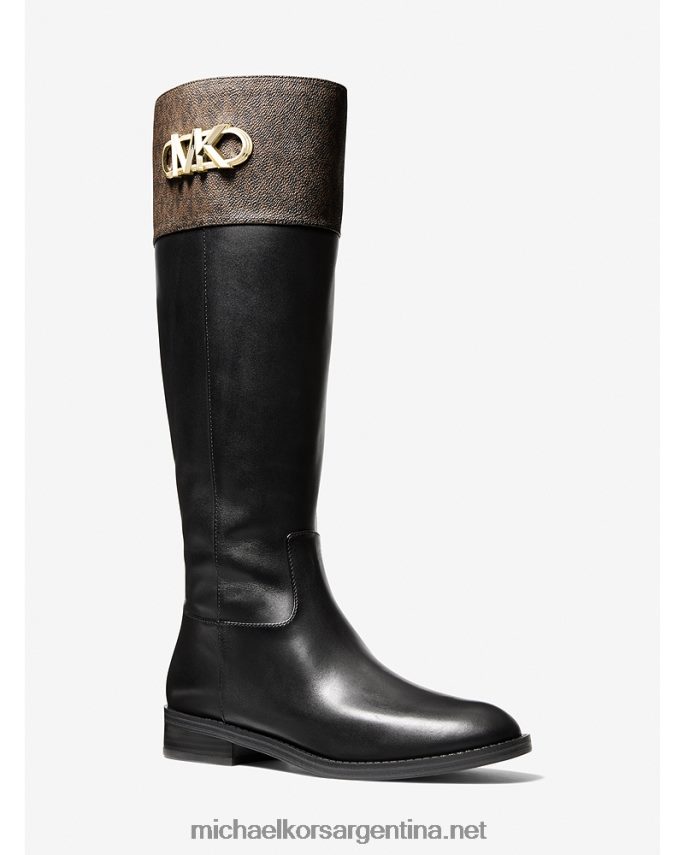 mujer marrón oscuro logo de parker y bota de cuero Michael Kors T46HB02131