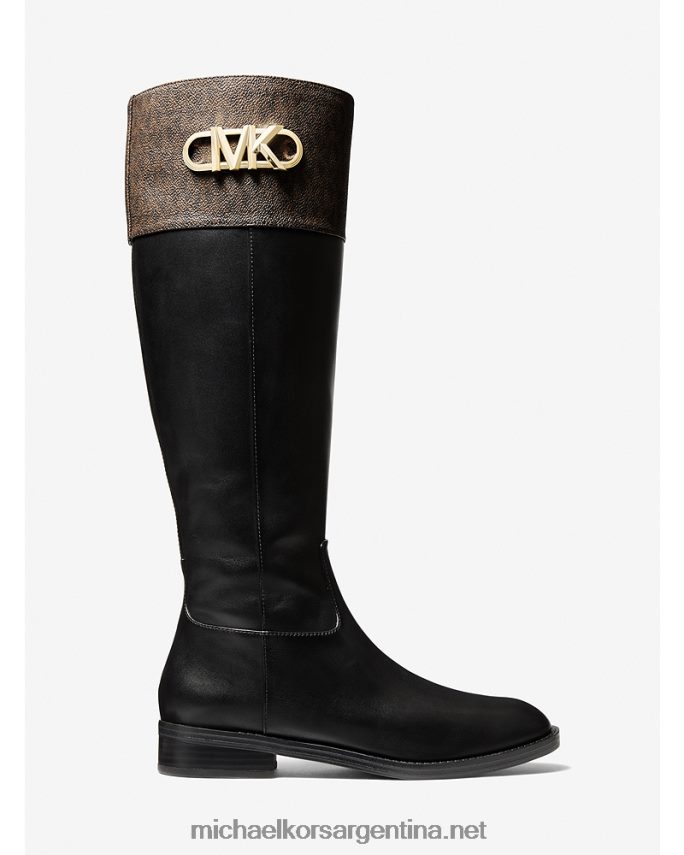 mujer marrón oscuro logo de parker y bota de cuero Michael Kors T46HB02131