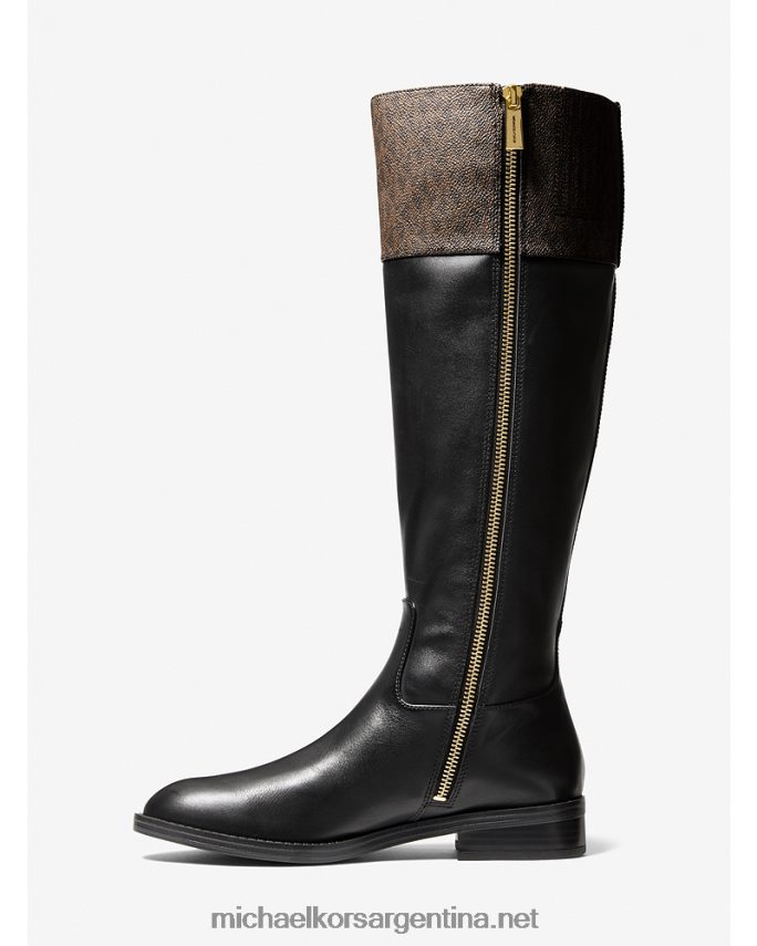 mujer marrón oscuro logo de parker y bota de cuero Michael Kors T46HB02131