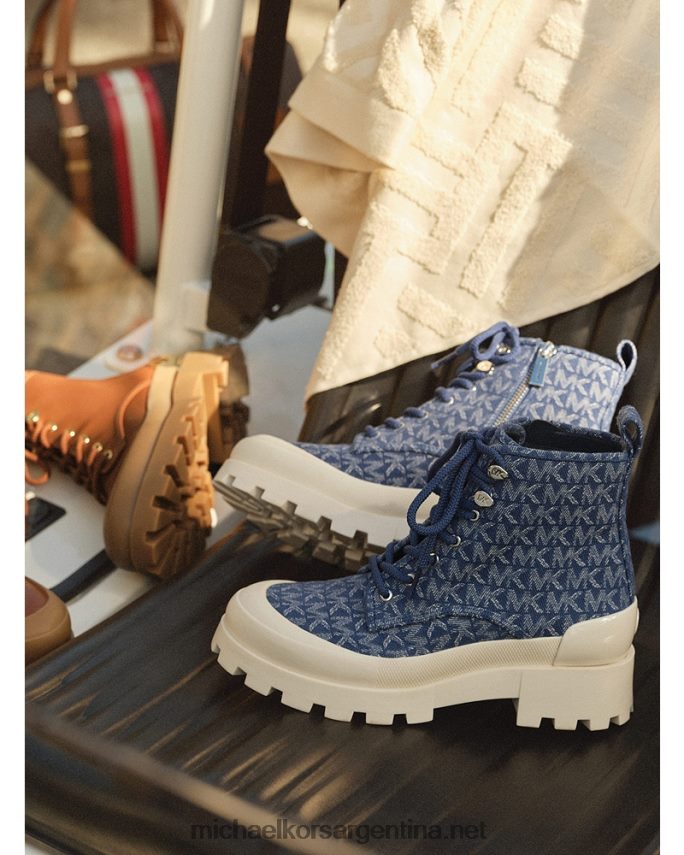 mujer mezclilla Bota militar payton de jacquard de mezclilla Michael Kors T46HB02116