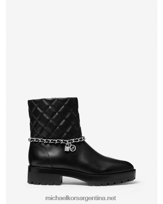 mujer negro bota de cadena de cuero acolchado elsa Michael Kors T46HB02168