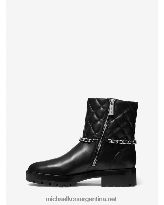 mujer negro bota de cadena de cuero acolchado elsa Michael Kors T46HB02168