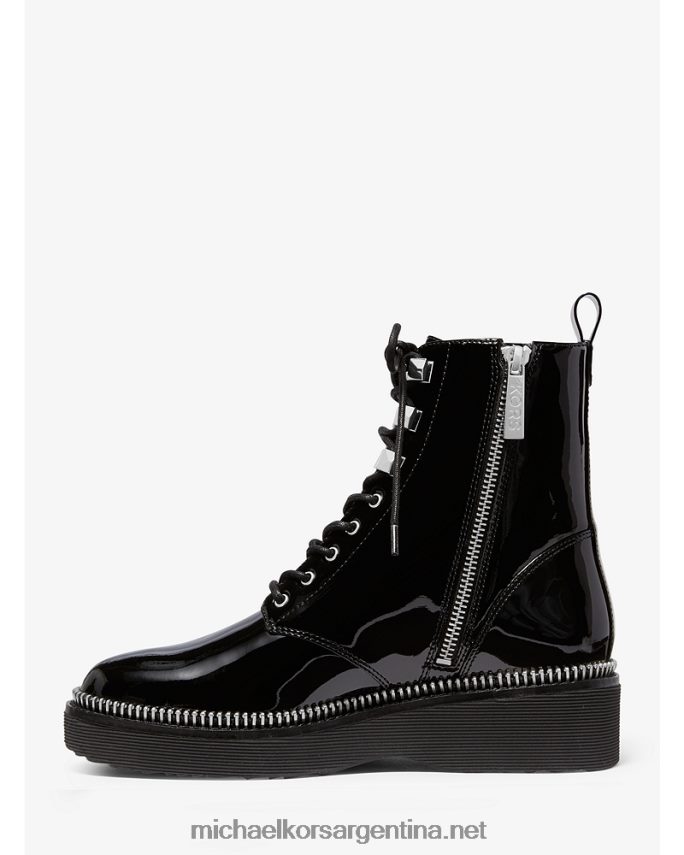 mujer negro bota de combate de charol haskell Michael Kors T46HB02201