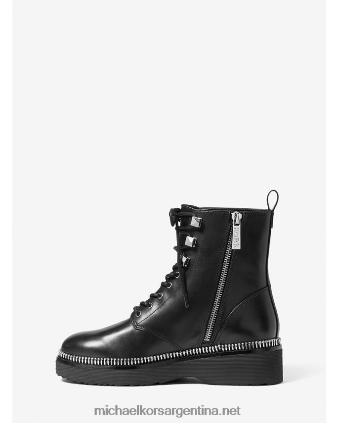 mujer negro bota de combate de cuero haskell Michael Kors T46HB02105
