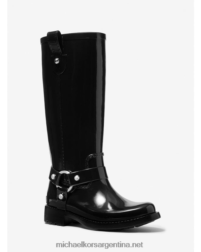 mujer negro bota de lluvia tormentosa de goma hasta la rodilla Michael Kors T46HB02126